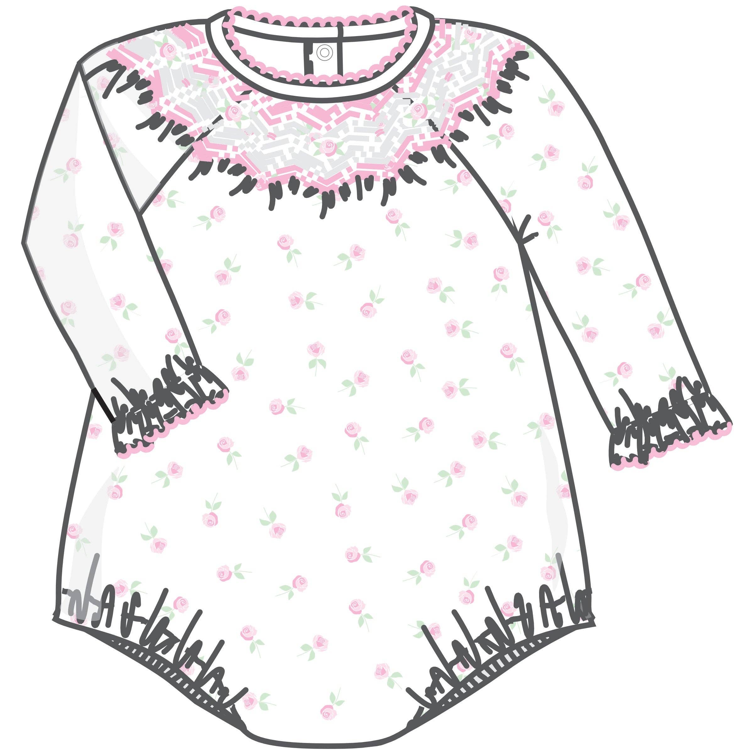 Juliette's Classics Bishop Print Long Sleeve Bubble