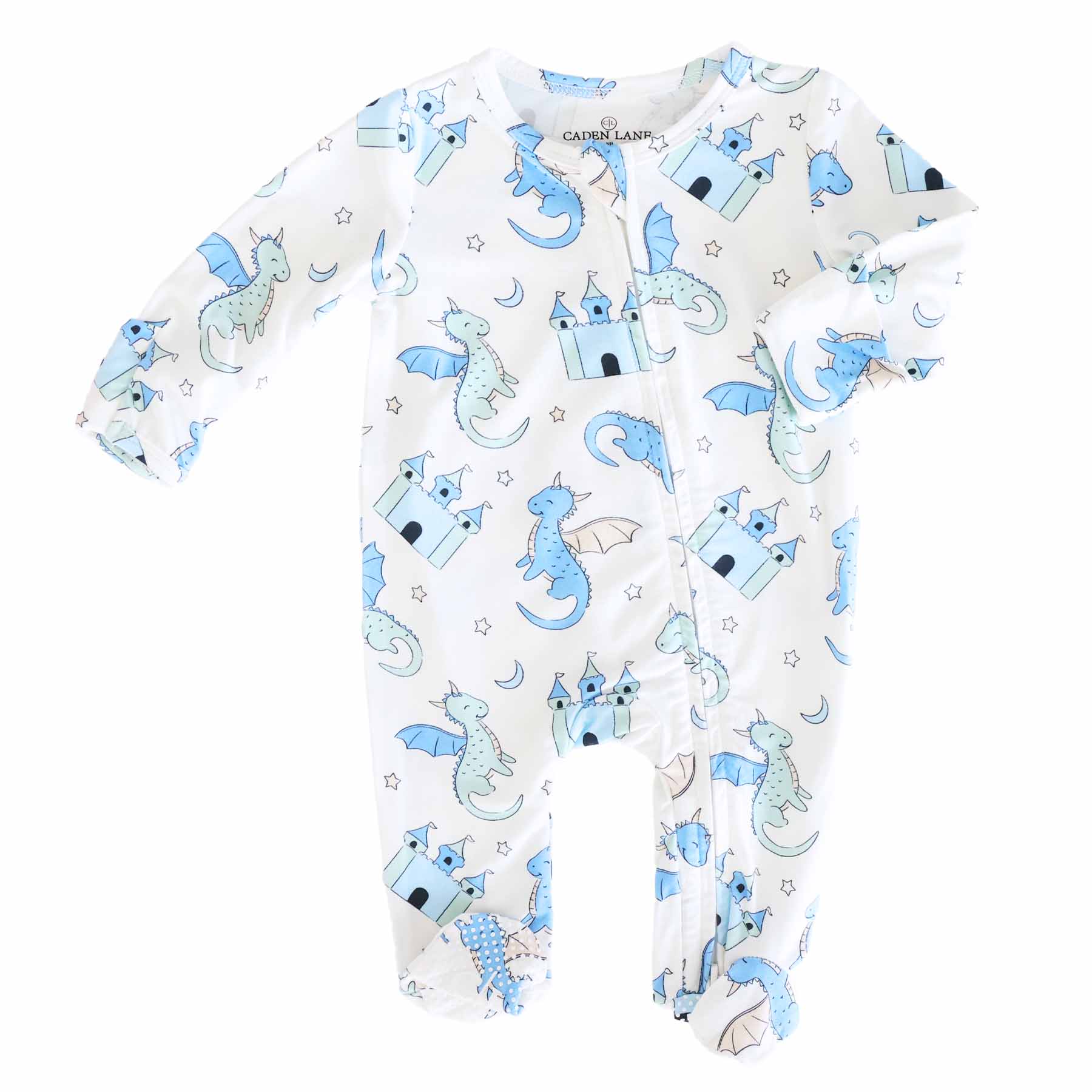 Dragon Adventure Zipper Footie | Blue