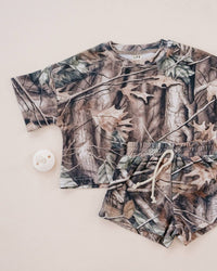Brown Camo Slouchy Shorts Set