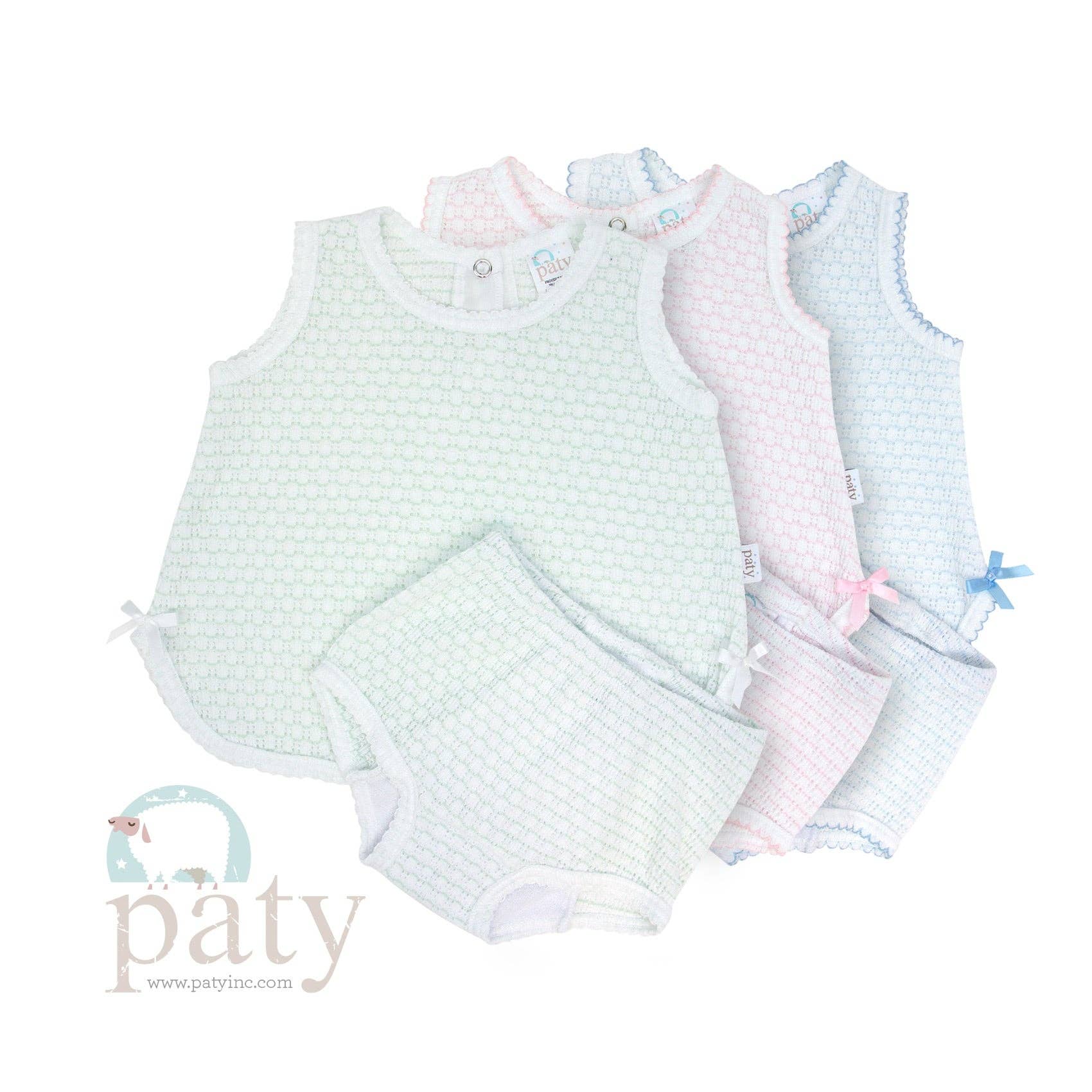 Paty Knit 2 Piece Diaper Set With Bows