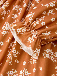 Rust Floral Peter Pan Collar Dress