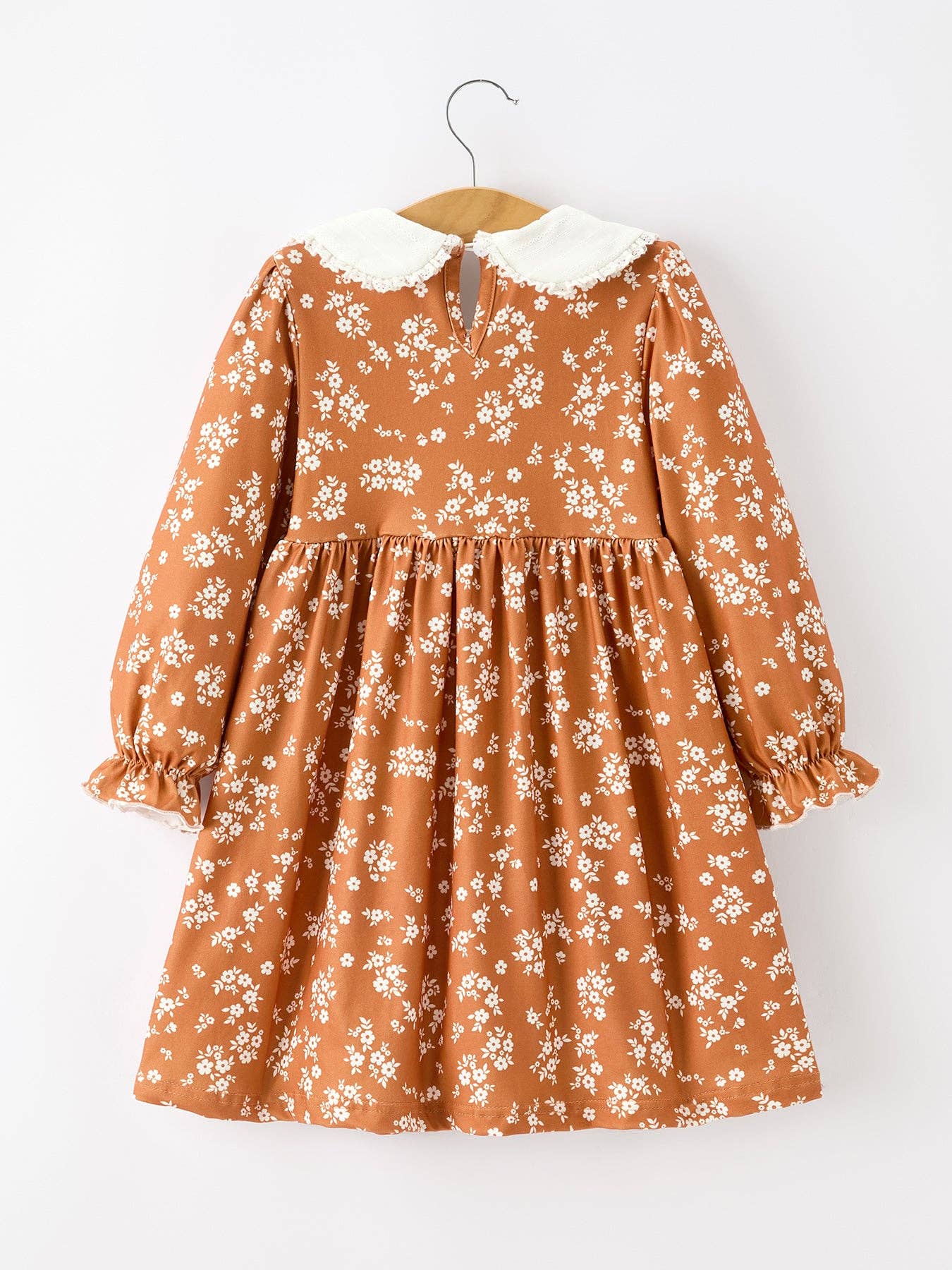Rust Floral Peter Pan Collar Dress