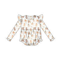 Bamboo Ruffle Bubble Romper | Puppy Christmas