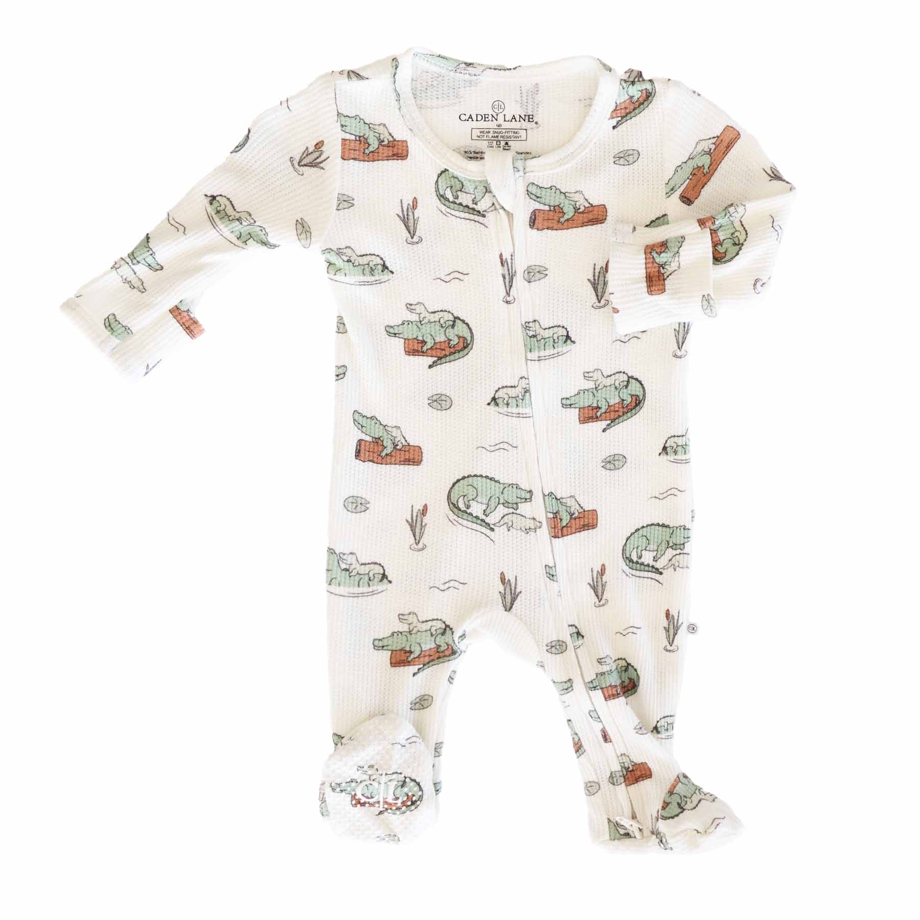 Later Gator Bamboo Waffle Zipper Footie