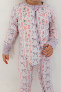 Purple Amelia Bow Zipper Sleeper