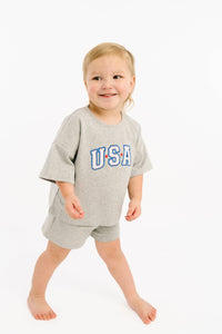 Gray USA Embroidered Slouchy Set