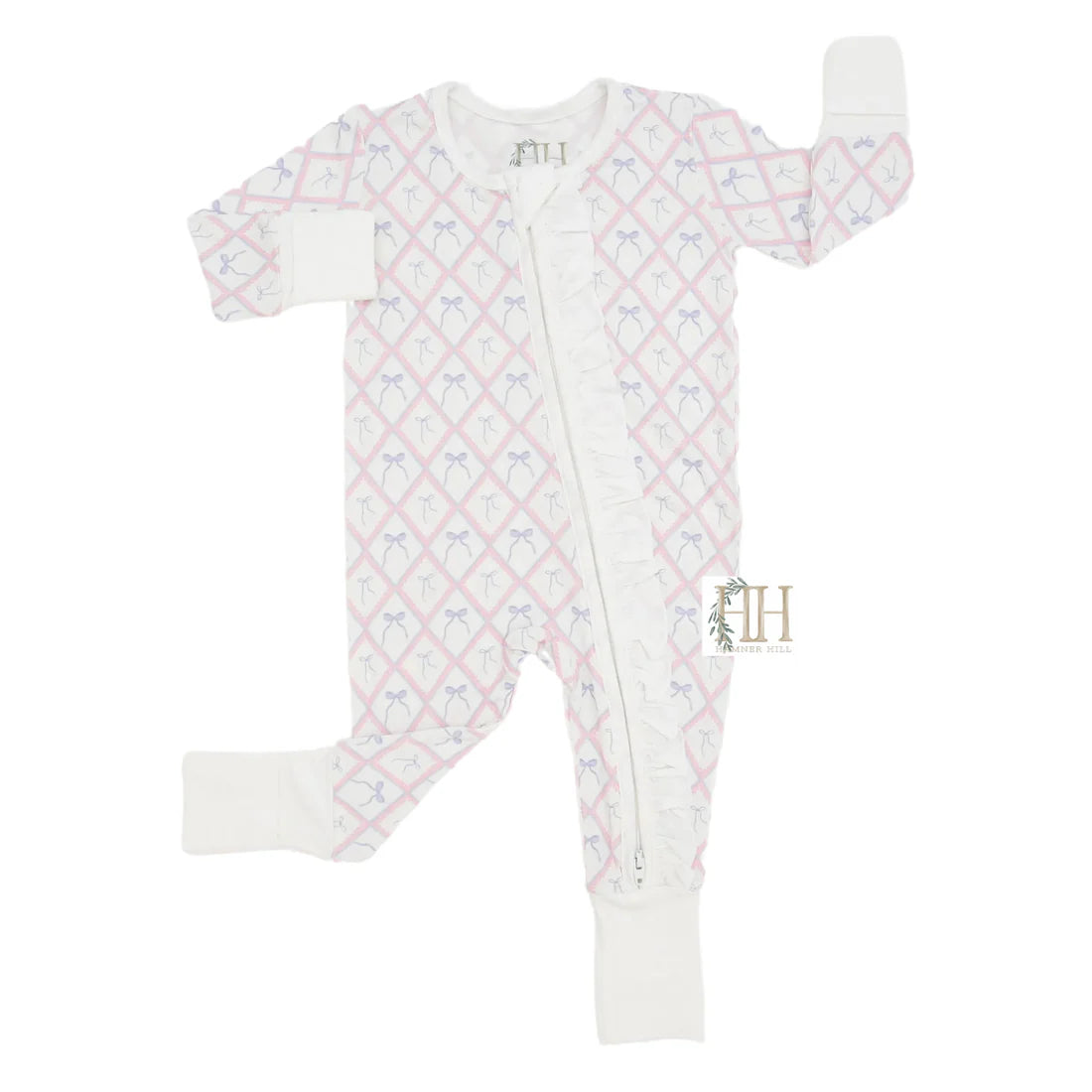 Girls Ribbons and Bows Double Zipper Romper