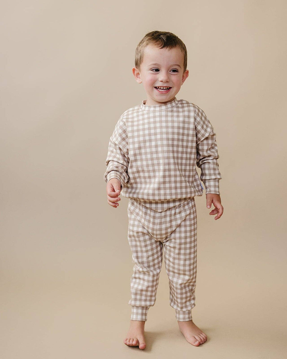 Jogger Set | Beige Gingham