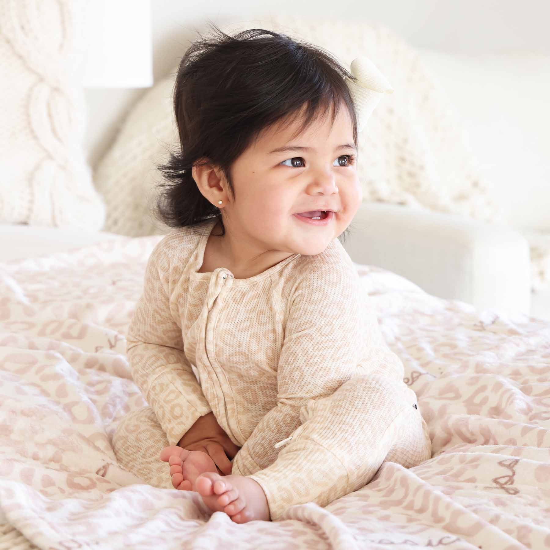 Lovely Leopard Bamboo Waffle Convertible Zip Romper