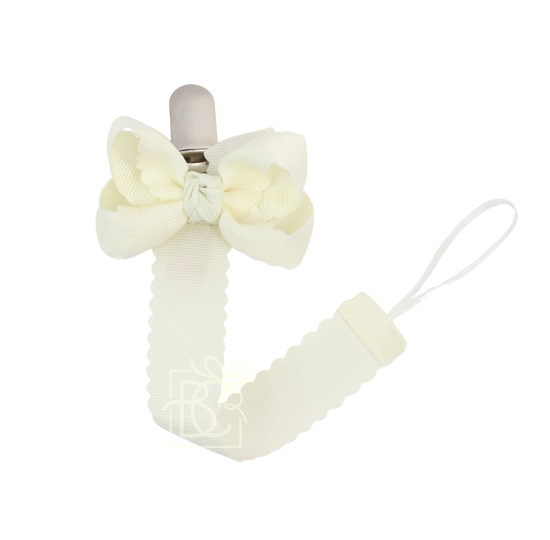 Scalloped Grosgrain Pacifier Clip w/ Detachable Bow