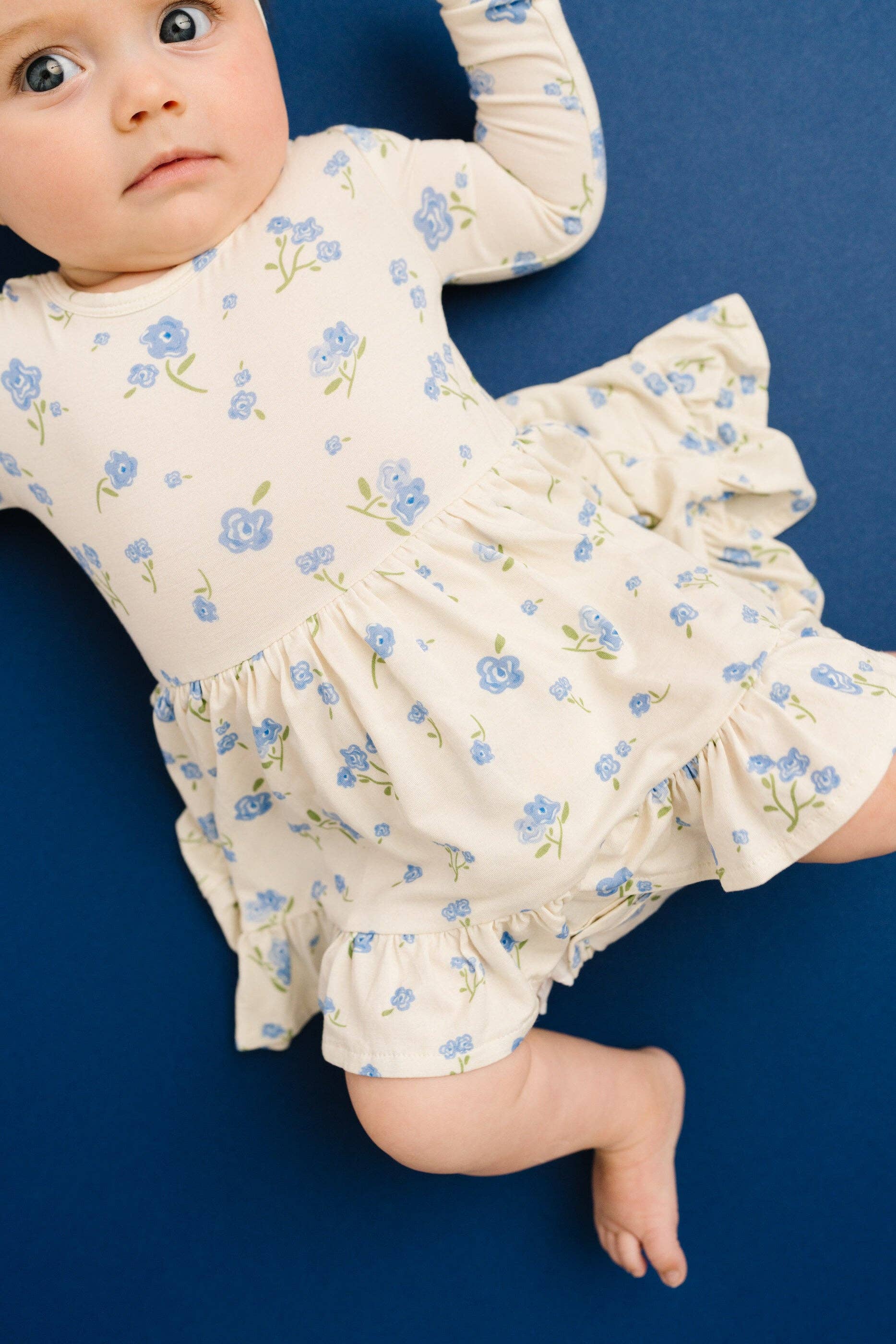 Blue Blooms Bodysuit Bamboo Dress