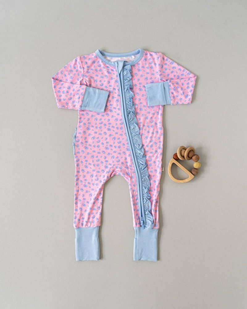 Lillian Leopard Bamboo Ruffle Footie Sleeper