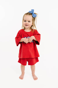 Red USA Embroidered Slouchy Set