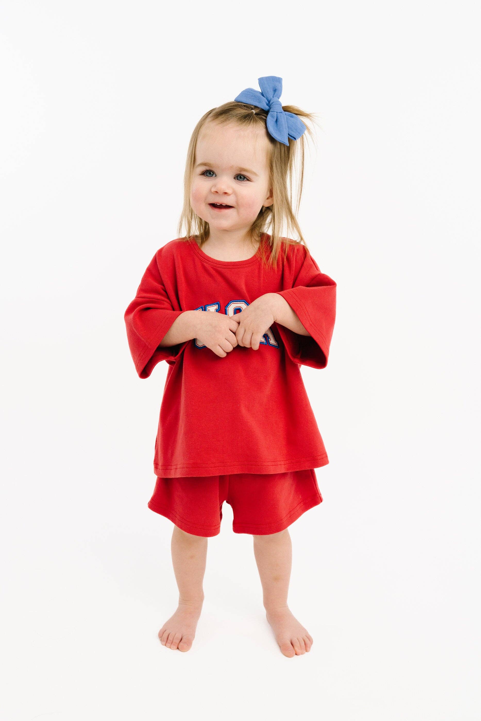Red USA Embroidered Slouchy Set