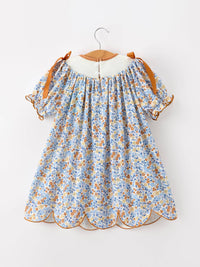 Fall Floral Smocked Girls Dress