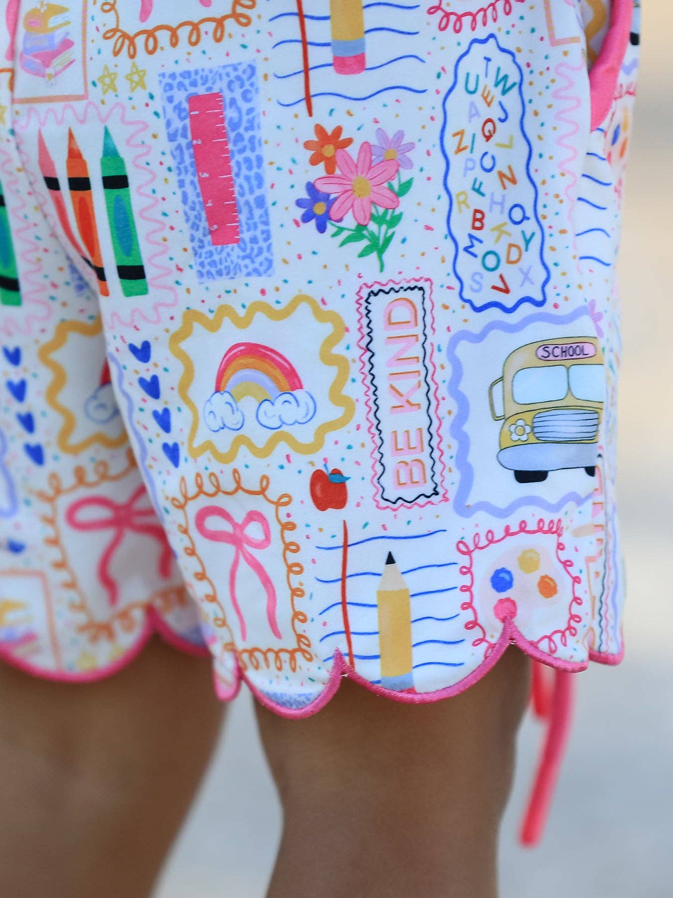 Back to School Print Scallop Short Set