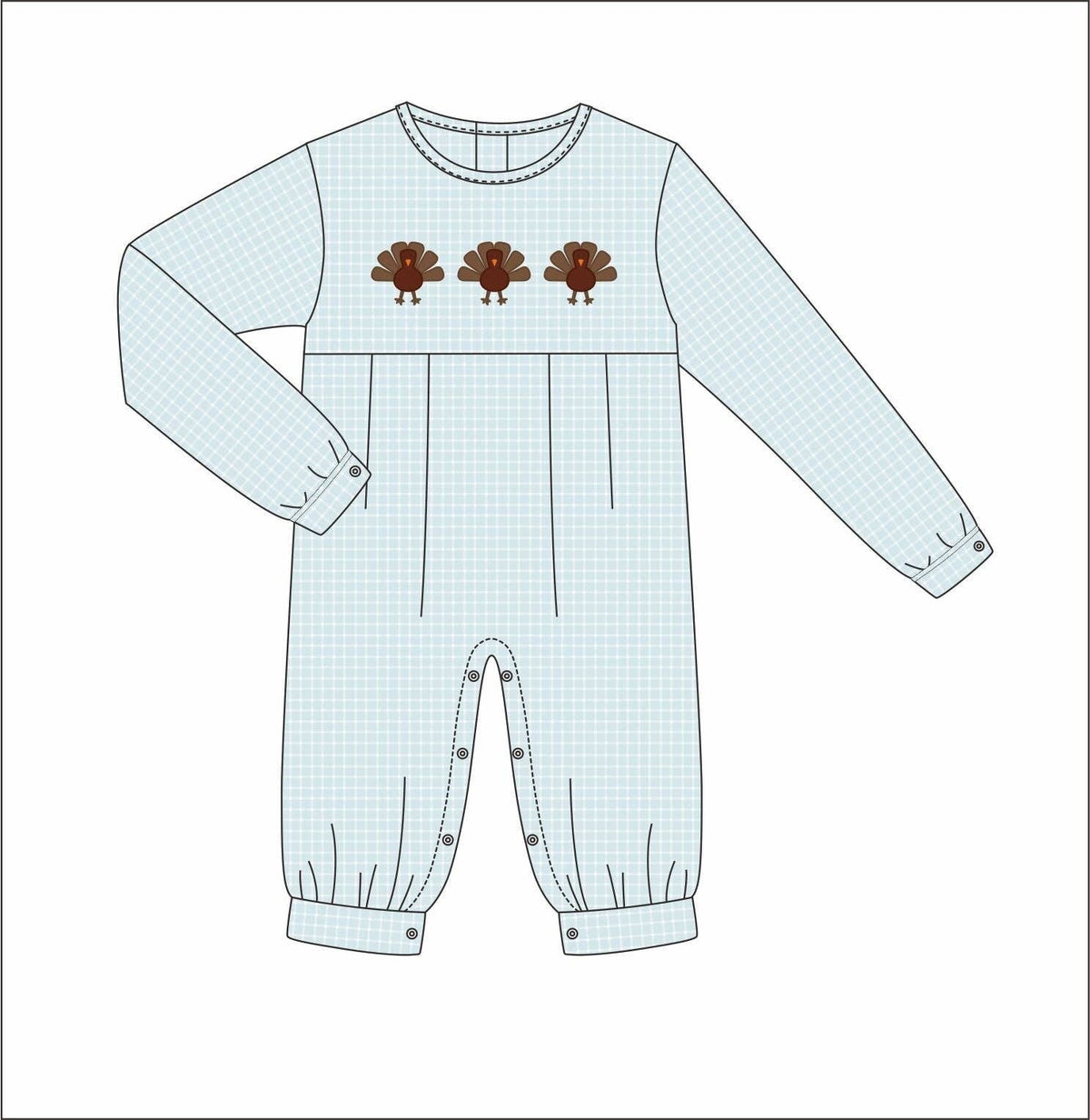 Turkey Day Boy Long Romper