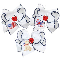 Embroidered Patriotic Crochet Edge Bow