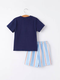 4th of July Embroidery Boys Short Sleeved Short Set