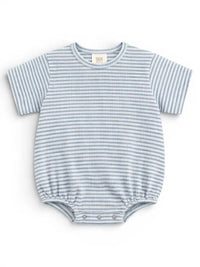 Dusty Blue Stripe / Organic Ribbed T-Shirt Bubble