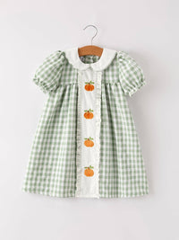 Pumpkin Plaid Applique Dress
