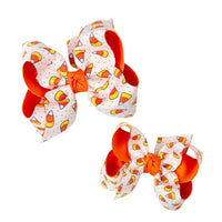 Layered Candy Corn Grosgrain Hair Bow Alligator Clip