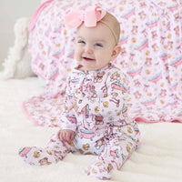 Bathtime Besties Ruffle Zipper Footie | Pink