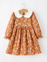 Rust Floral Peter Pan Collar Dress