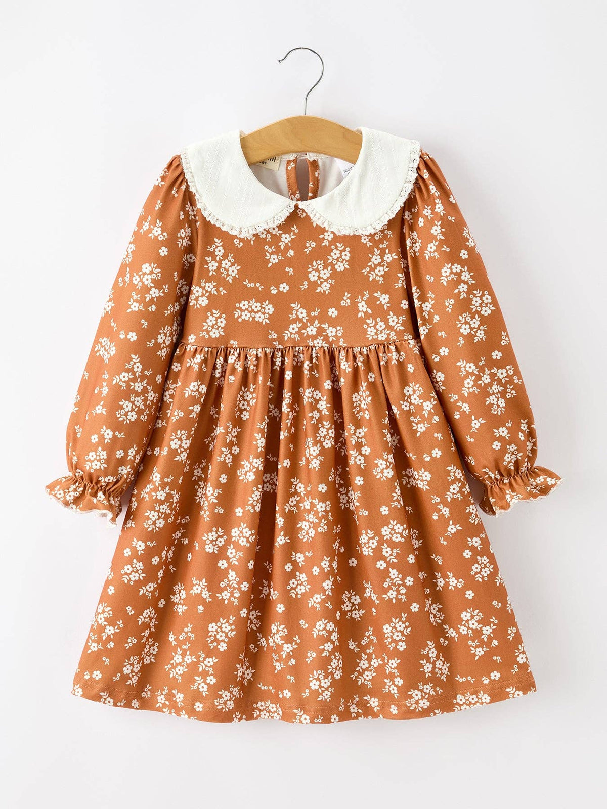 Rust Floral Peter Pan Collar Dress