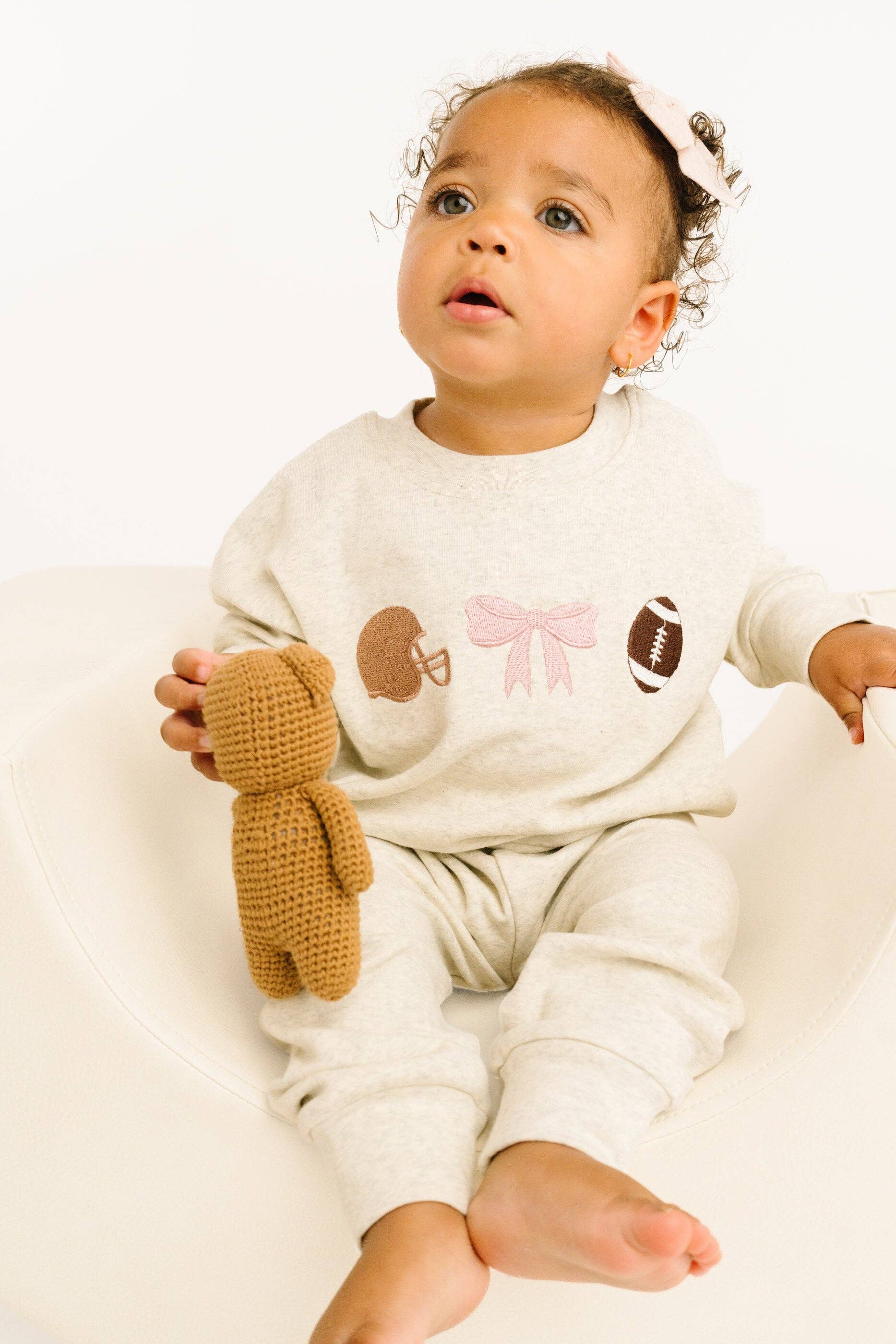 Touchdown Bow Embroidered Crewneck Set