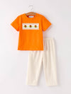Plaid Turkey Embroidery Smocking Boys Set