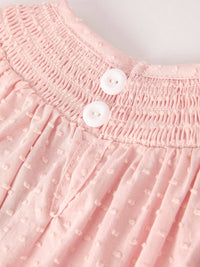 Pink Ghost Embroidery Smocked Bubble