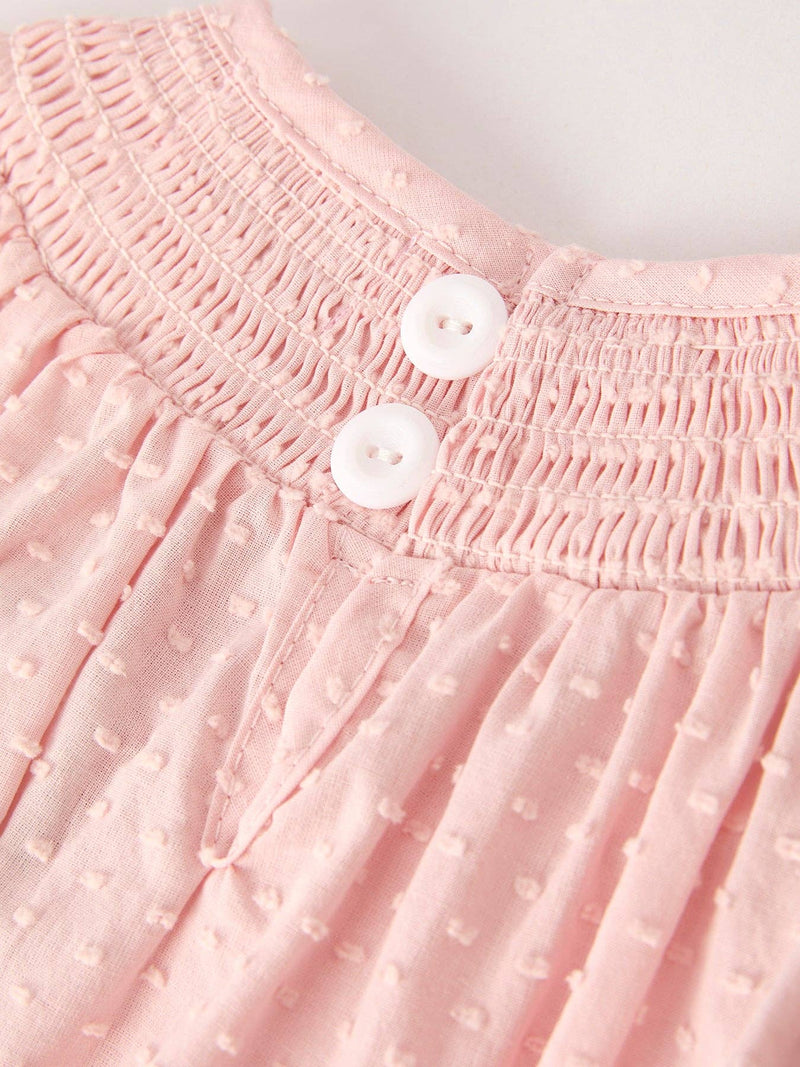 Pink Ghost Embroidery Smocked Bubble