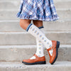 Ivory/Denim Floral Knee High Socks