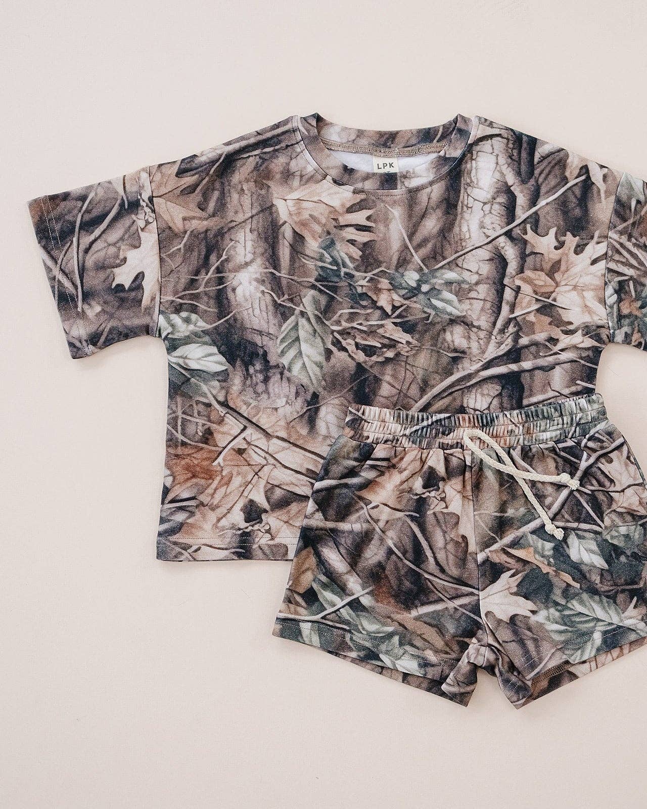 Brown Camo Slouchy Shorts Set