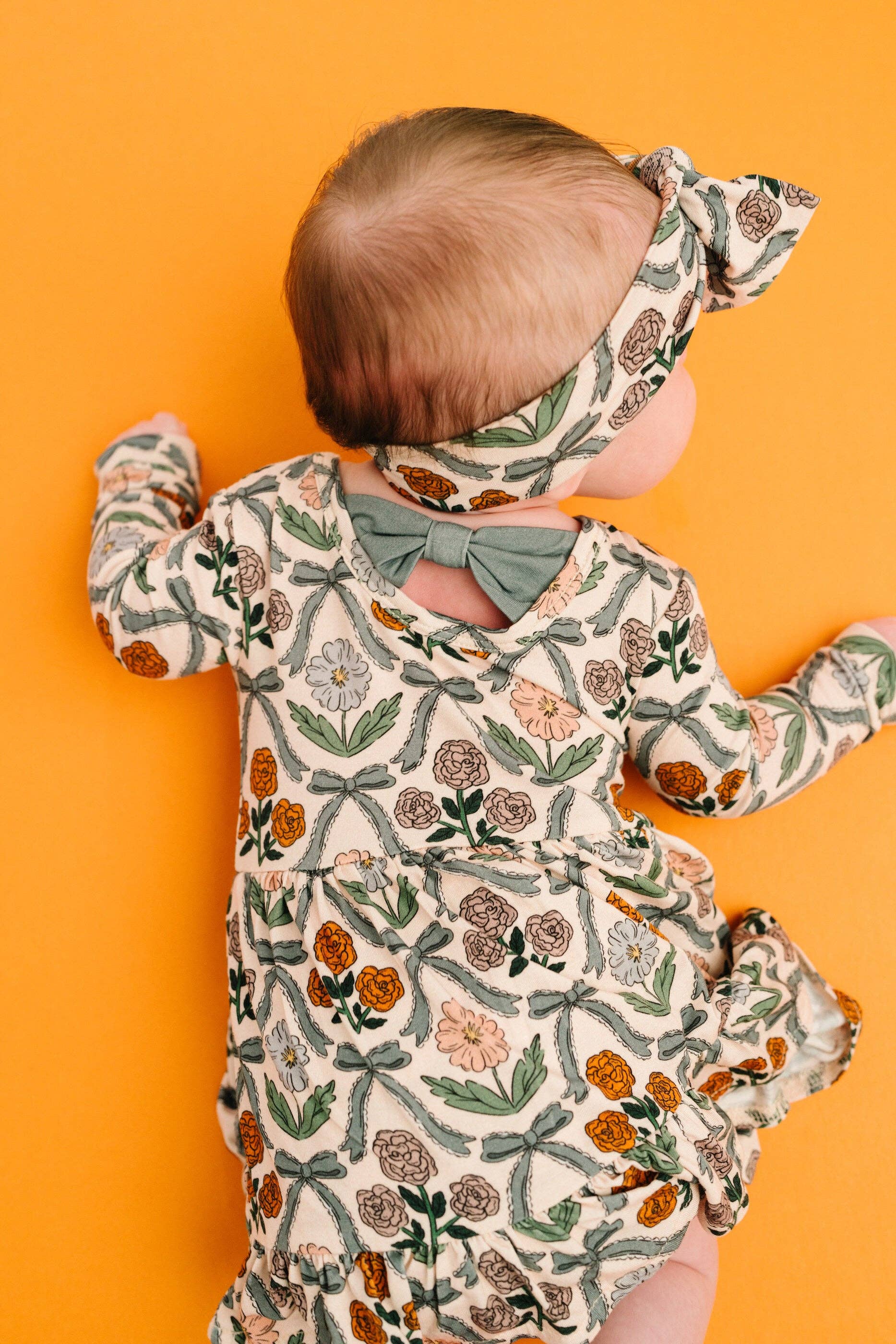 Cottage Bow Long Sleeve Bodysuit Bamboo Dress