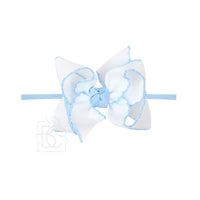 Crochet Edge Hair Bow w/Pantyhose Headband