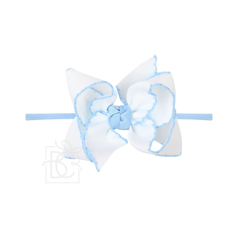 Crochet Edge Hair Bow w/Pantyhose Headband