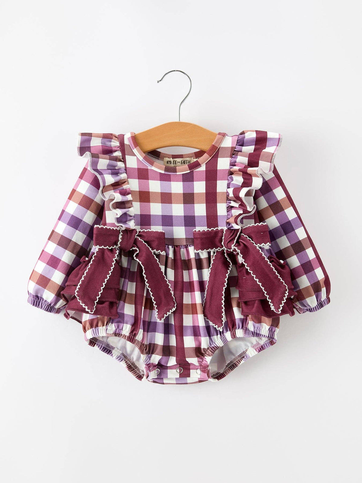 Fall Plaid Bow Ruffle Bubble