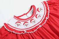 Red Santa Smocked Ruffle Bubble Romper