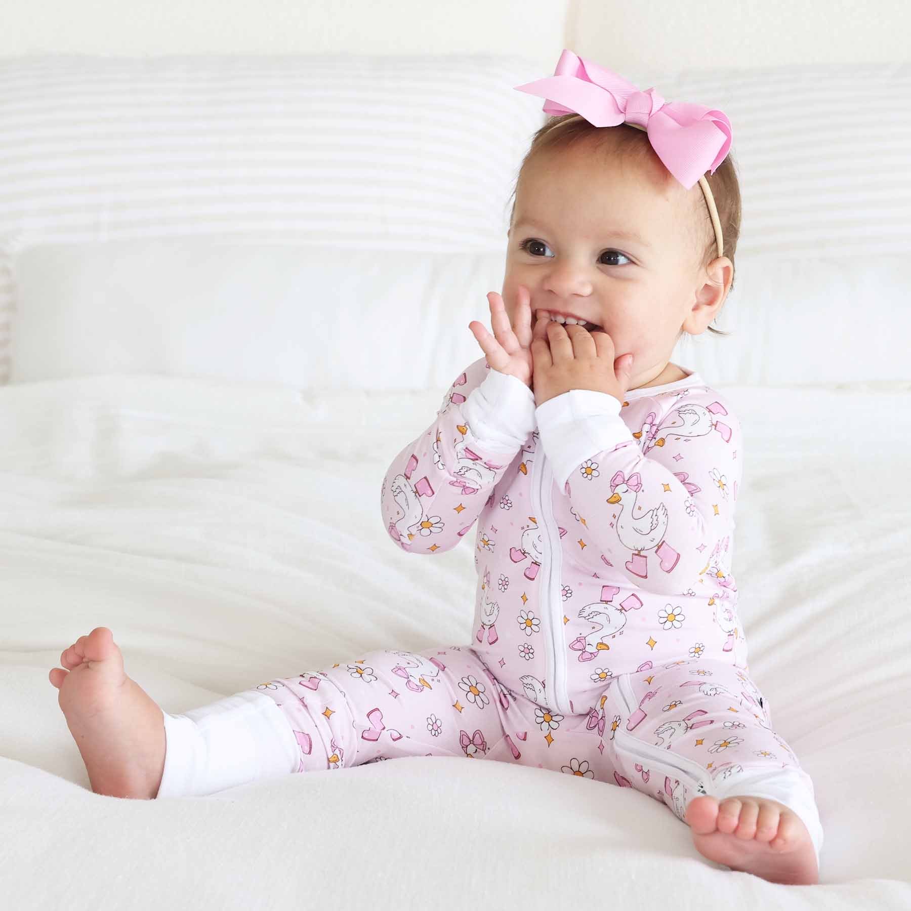 Silly Goose Convertible Zip Romper | Pink