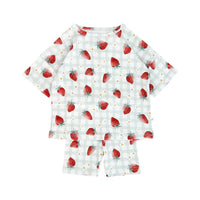 Organic Cotton Boxy Tee & Biker Short Set | Strawberries