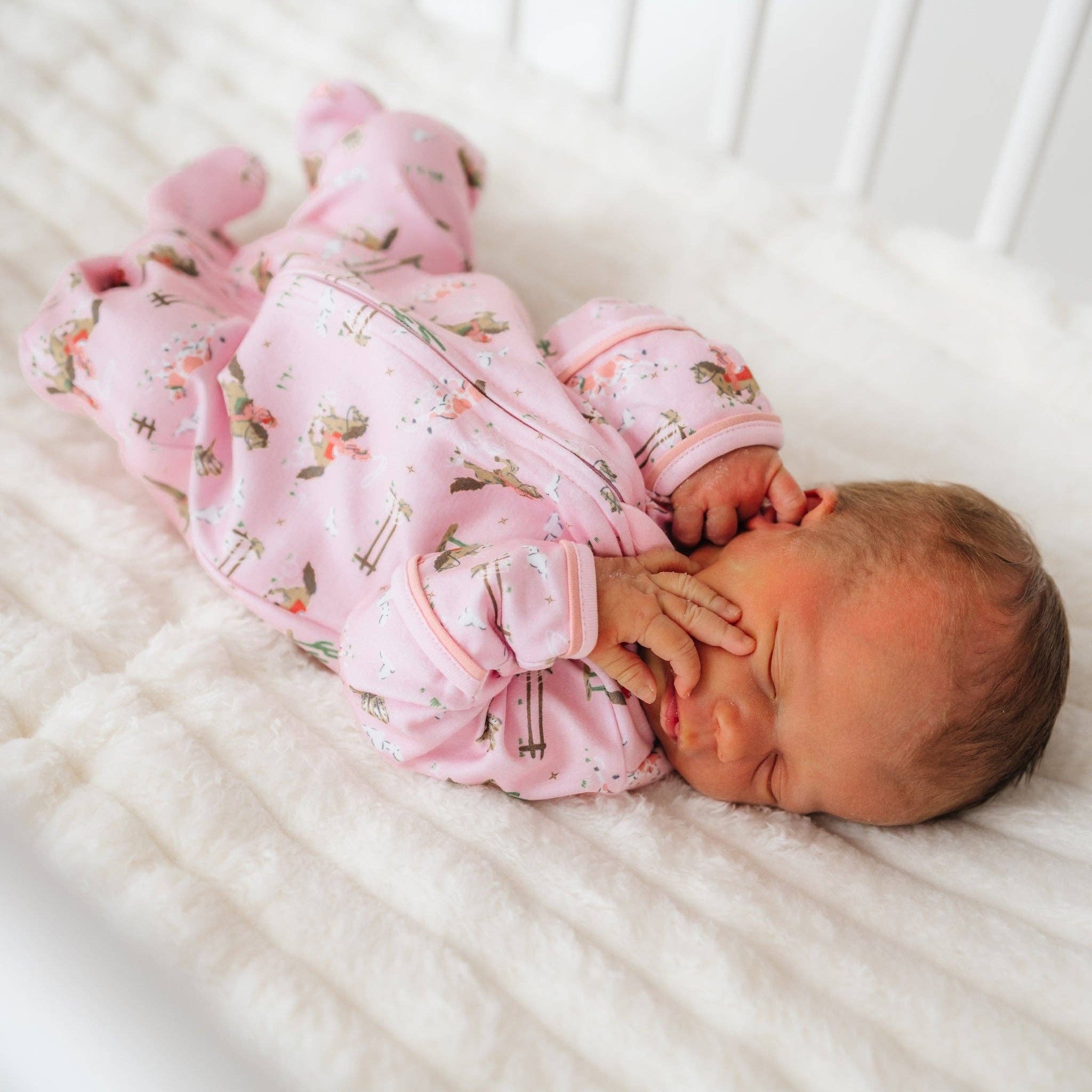 Little Wranglers Zip Footie - Dusty Rose