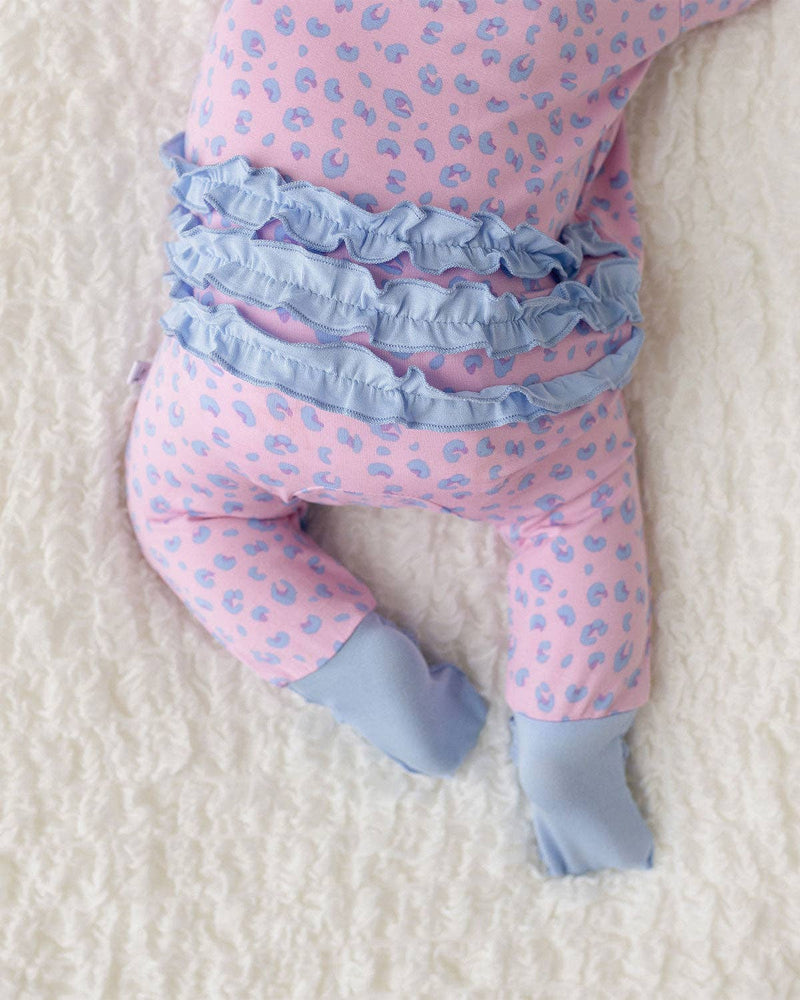 Lillian Leopard Bamboo Ruffle Footie Sleeper