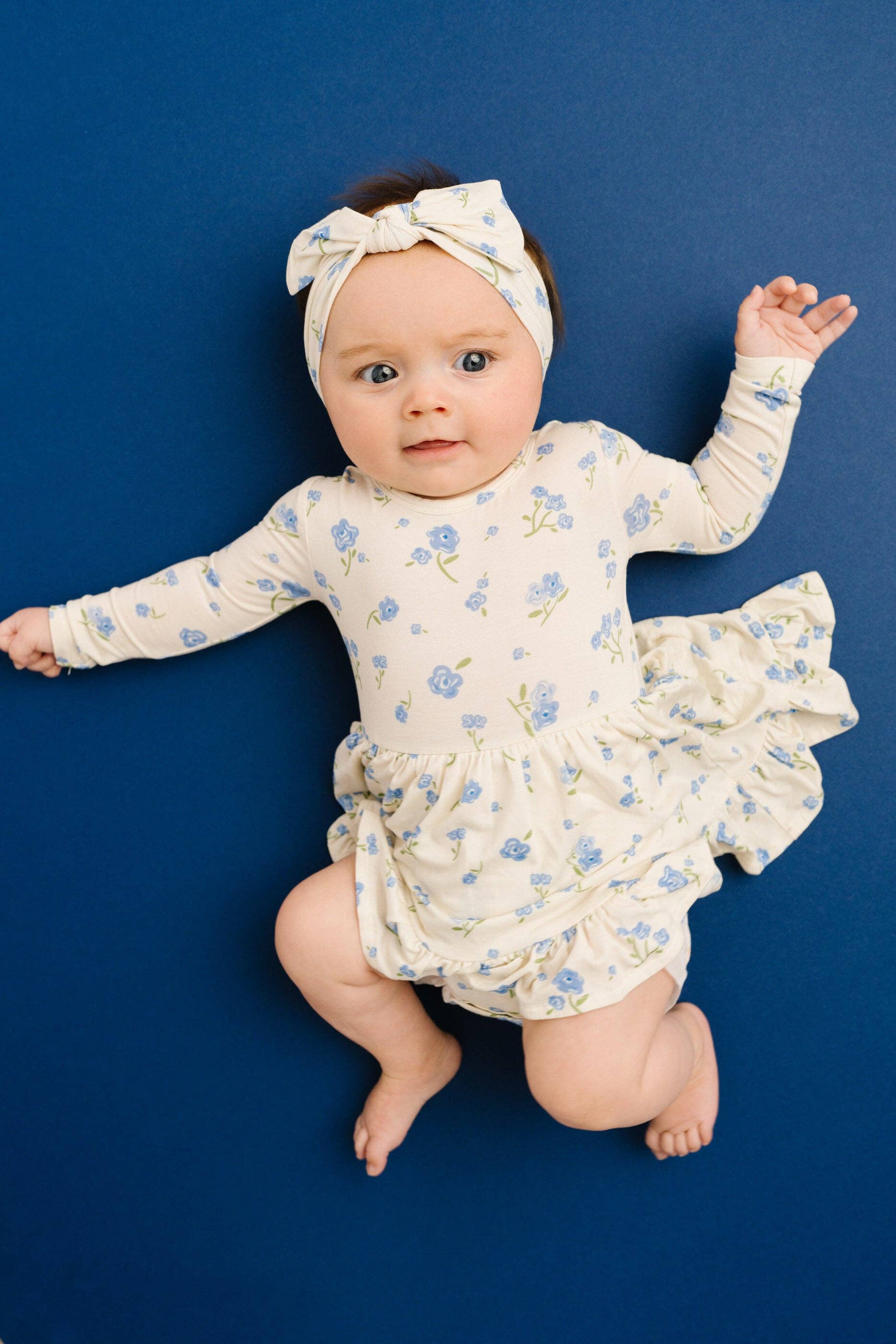 Blue Blooms Bodysuit Bamboo Dress