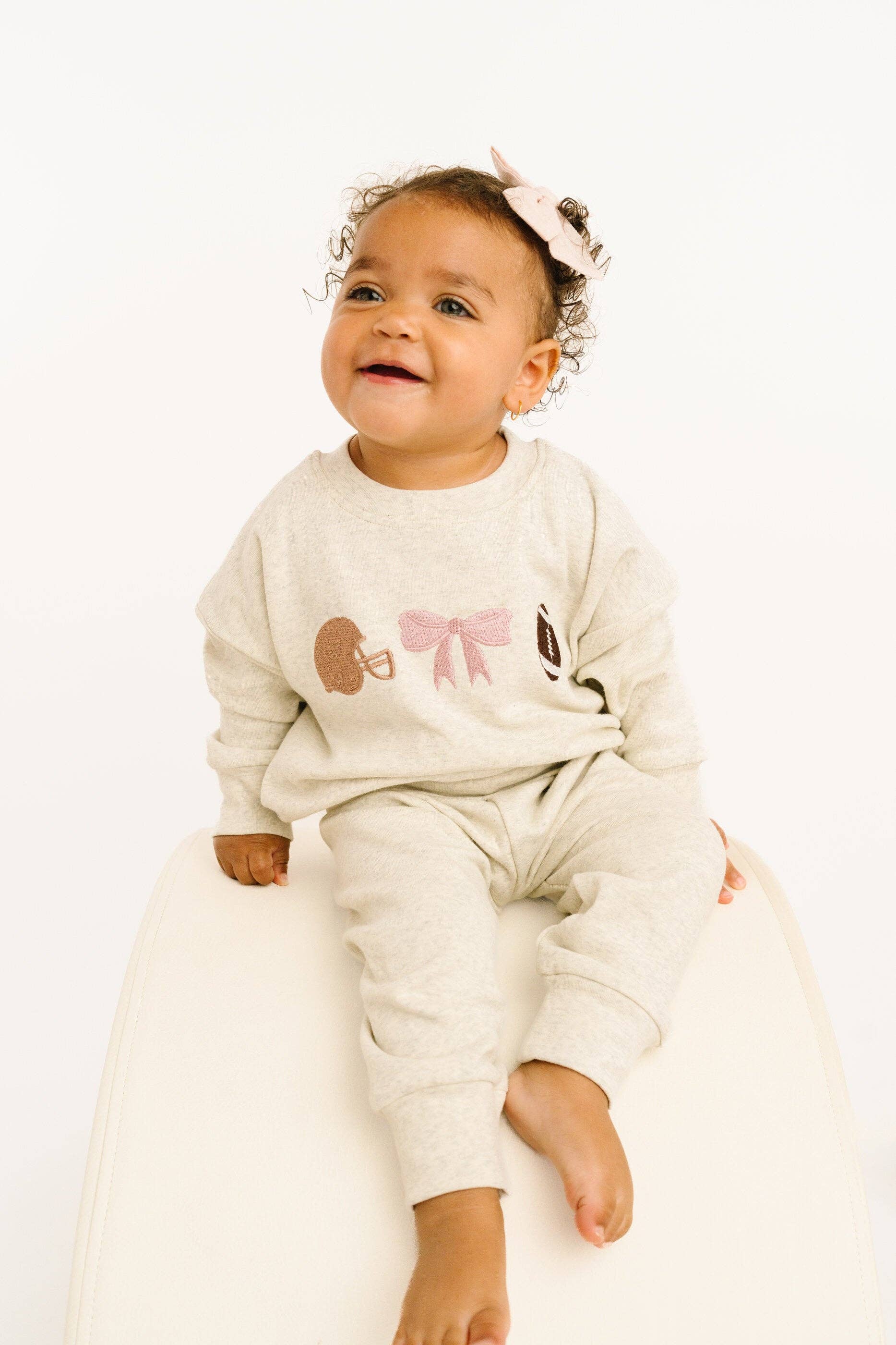 Touchdown Bow Embroidered Crewneck Set