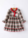 Christmas Plaid with Santa Applique Dress
