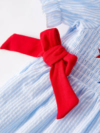 Patriotic Smocking Star Embroidered Dress
