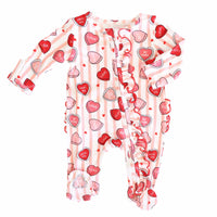 Sweet Like Candy Ruffle Zipper Footie | Pink