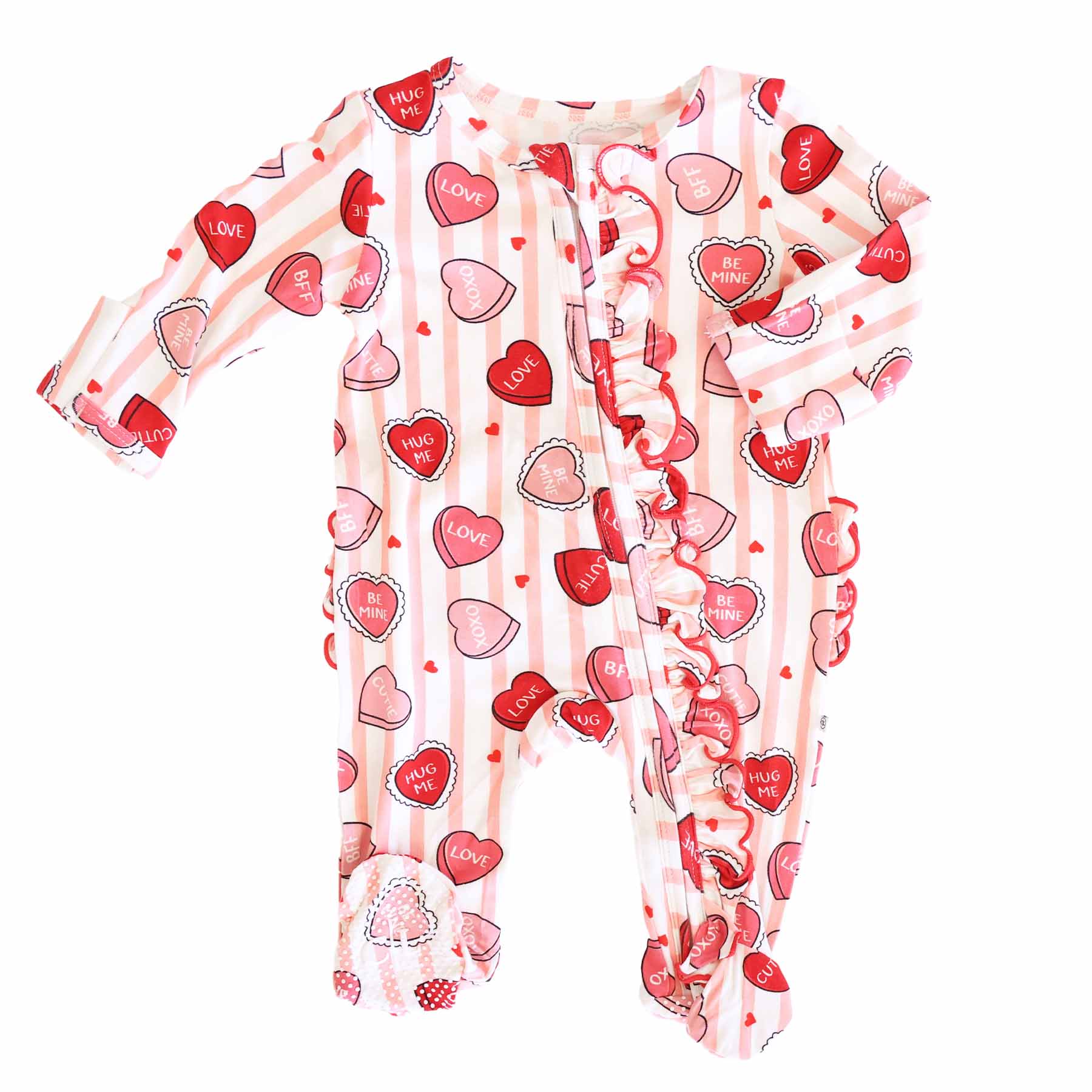 Sweet Like Candy Ruffle Zipper Footie | Pink
